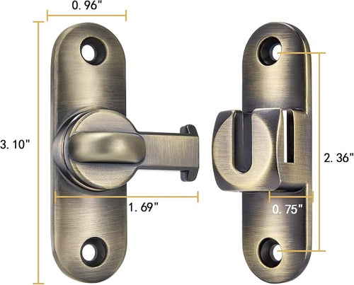 2 Packs Bronze 90/180 Degree Barn Door Latches,Flip Gate Lock | Zinc Alloy Flip Gate Latches,Right Angle Door Lock,for bedroom,garage,sliding door,window,cabinet,drawer,pet enclosures - Image 2