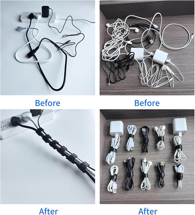 8 Inches Multi-Colour Reusable Cable Ties Cord Straps Multi-Purpose Wire Ties Cord Wrap Hook and Loop Organizer Cable Management,Adjustable Cord Ties for Organizing Home,Office,Data Centers,56 PCS - Image 3