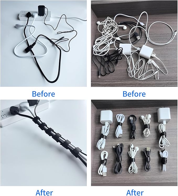 80 PCS 6 Inches Multi-Colour Reusable Cable Ties Cord Straps Multi-Purpose Wire Ties Cord Wrap Hook and Loop Organizer Cable Management,Adjustable Cord Ties for Organizing Home,Office,Data Centers - Image 3
