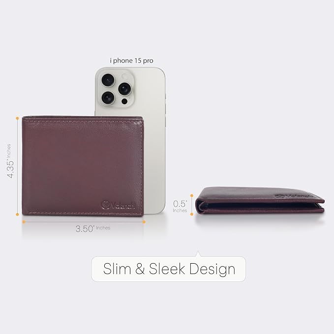 VALENCHI Genuine/Real Leather Bifold Wallet For Men - RFID Blocking/Protected Men's Slim Wallet Christmas Gifts For Men - Image 5