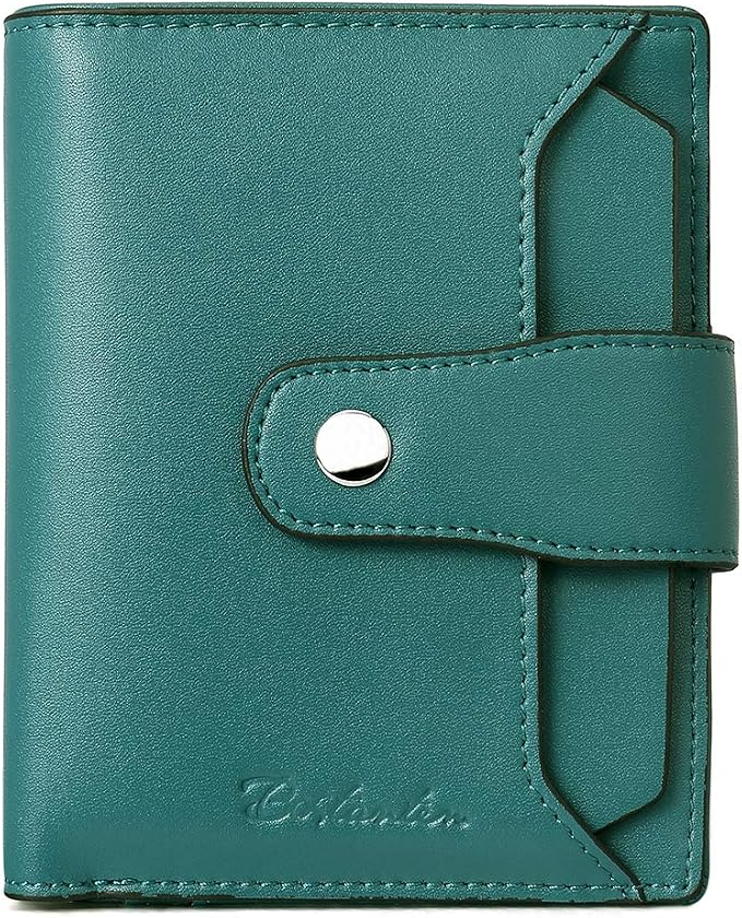 BOSTANTEN Leather Womens Wallet Small RFID Blocking Credit Card Holder | Removable ID Window, Zipper Coin Pocket, Bifold, Minimalist, Fits Small Purses, Daily Use, Ladies Gifts, Peacock Blue by BOSTANTEN