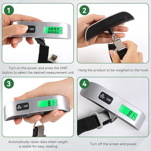 Luggage Scale, 110 Pounds Digital Luggage Scale Battery Included | Widen Upgrade Rubber Grip, with LED Display, Portable, Temperature Sensor, Peeling Function for Travel - Image 6
