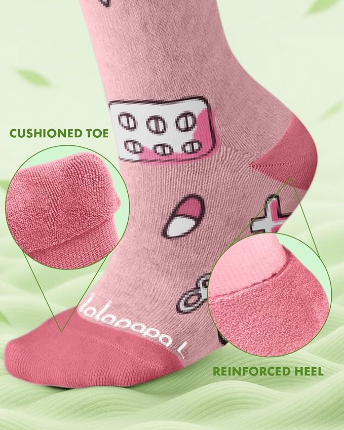 Bamboo Viscose Compression Socks for Women Men | 2 Pairs 15-20mmHg Cute Breathable Graduated Knee High Compression Socks for Nurse Pregnancy Travel - Image 4