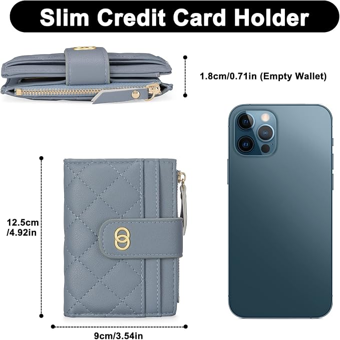 GAEKEAO Small Wallet for Women Slim Bifold Leather Credit Card Holder Wallets Zipper Pocket Coin Purse with ID Window - Image 2