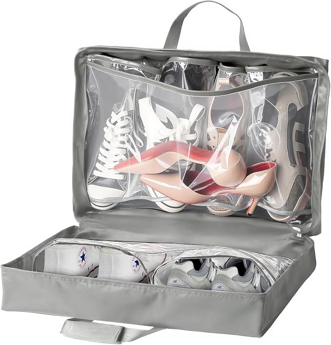 Shoe Bag for Travel with Handle, Travel Shoe Organizer Portable Luggage Shoe Storage Bag, Shoe Bags for Packing in Suitcase (Grey) by Hopack