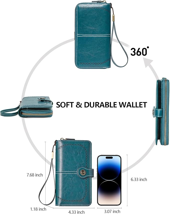 TFKGS Wallet for Women RFID Blocking Leather Large Capacity Card Holder Ladies Phone Clutch Travel Long Purse Wristlet | RFID Blocking - Image 4