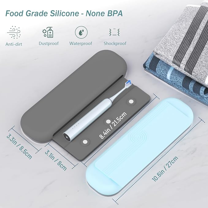 Silicone Toothbrush Travel Case, Pro Large Toothbrush Cover for Traveling | Electric & Manual Toothbrush Travel Cover for Men and Women, Portable Toothbrush Holder for Trave, Gym, Business Trip, School - Image 2