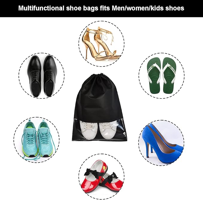 8PCS Travel Shoe Bags with Rope for Men and Women Large Shoes Pouch Organizers - Image 4