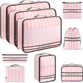 9 Set Packing Cubes Luggage Packing Organizers for Travel Accessories Space Saving Travel Bags for Carry On, Lightweight Mesh Zipper, Clothes, Shoes and Laundry Bag, Suitcases (Pink Streak) by Ougrand