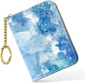 Nipichsha Women's Slim Leather RFID Wallet, Light Luxury Blue, 4.33 x 3.15 in | Leather Card Holder Wallet, Credit Card Wallet Organizer, Business Card Case with Zipper & Keychain, 12-Slot Compartment by Nipichsha
