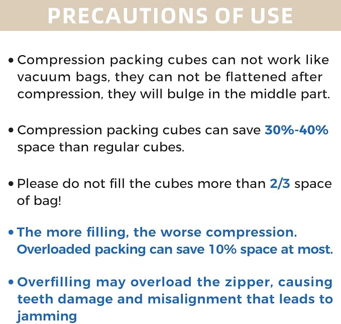 BAGAIL 4 Set/6 Set/8 Set Compression Packing Cubes Travel Accessories Expandable Packing Organizers (Half Mesh, 6-Beige) - Image 8
