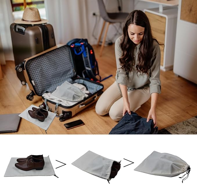 GONGKANGYUAN 2 Pack Shoe Bags for Travel Flannel Single Shoe Pouch with Drawstring for Men Women Travel Protecting Storing Shoes - Image 5