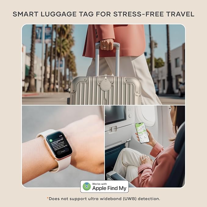 Satechi FindAll Luggage Tag, Find My Compatible, TSA-Friendly, Sand | Bluetooth Tracker, airport tracking, left-behind alerts, loud audible chime, wireless rechargeable, for iPhone, iPad, Mac - Image 3