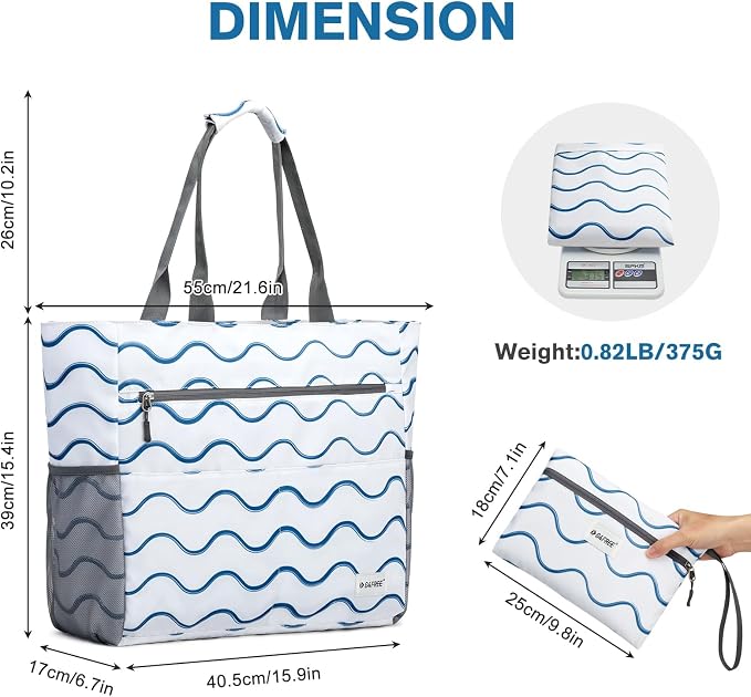 G4Free Beach Bag, Waterproof Sandproof Beach Tote Bag, Large Capacity Foldable for Women - Image 7