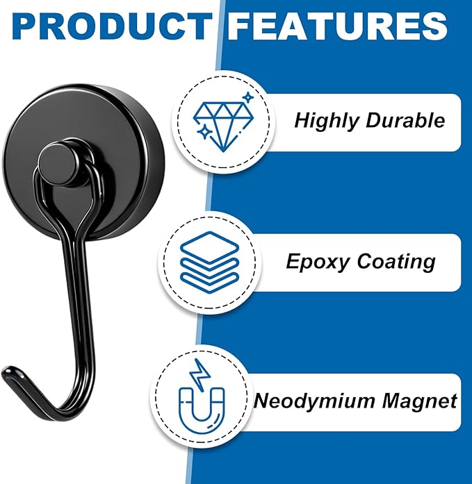 Magnetic Hooks, 40lbs+ Magnet Hook 2026 Cruise Essentials | Heavy Duty Strong Magnets Refrigerator Fridge Hanging for Classroom Beach Vacation Kitchen Grills Home - Image 4