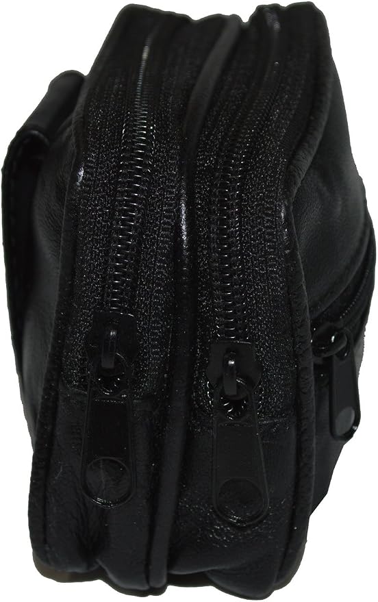 Leatherboss Genuine Leather Travel Outdoor Hiking Belt Pouch with Zipper Pocket Wallet for men women (Black) - Image 8