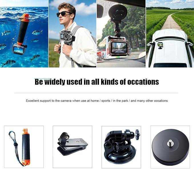 Accessories Kit for DJI Osmo Action 6 Aluminum Alloy Bike Mount Selfie Stick Tripod, Waterproof Housing, Magnetic Mount with Chest Strap, Head Mount, Carrying Case DJ6B (DJI OSMO ACTION6) - Image 6