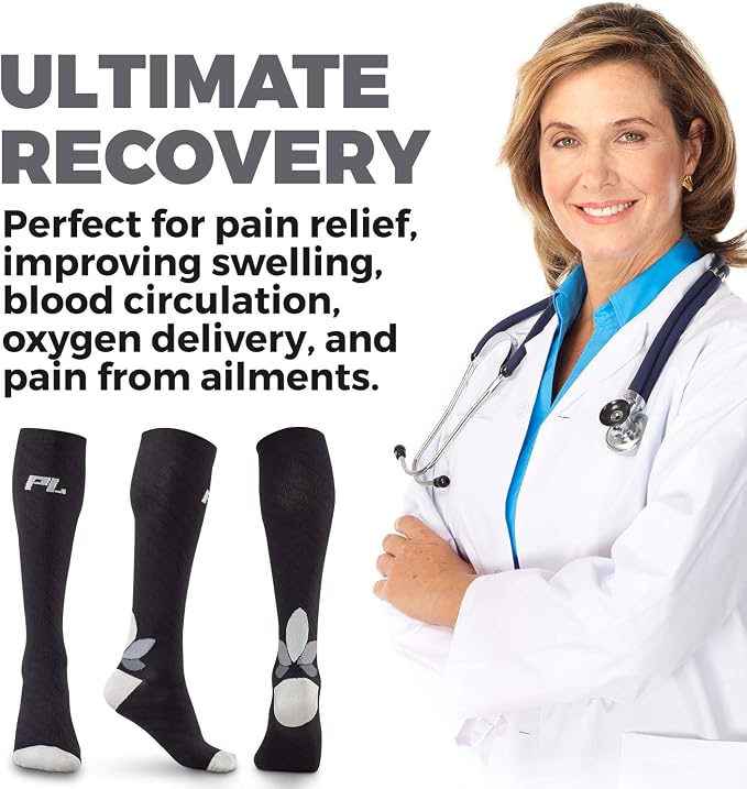POWERLIX Compression Socks for Women & Men (Pair) for Neuropathy Swelling Pain Relief 20-30 mmHg Medical Knee-high Stockings - Image 4