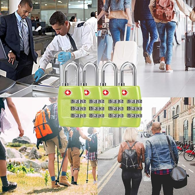TSA Luggage Locks (4Pack) - 3 Digit Combination Padlocks - Approved Travel Lock for Suitcases & Baggage (Green1) - Image 7