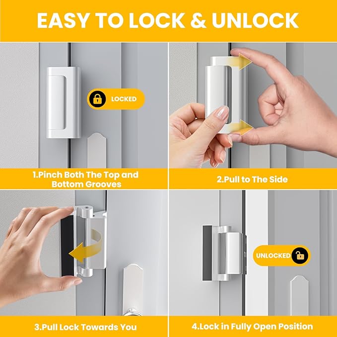 Rerishom 2 Pack Door Reinforcement Lock, Child Proof Home Security Lock | Door Safety Lock for Front Door, Toddler Proof Door Latch for Entry Door Security, Includes 8 Screws - Image 5