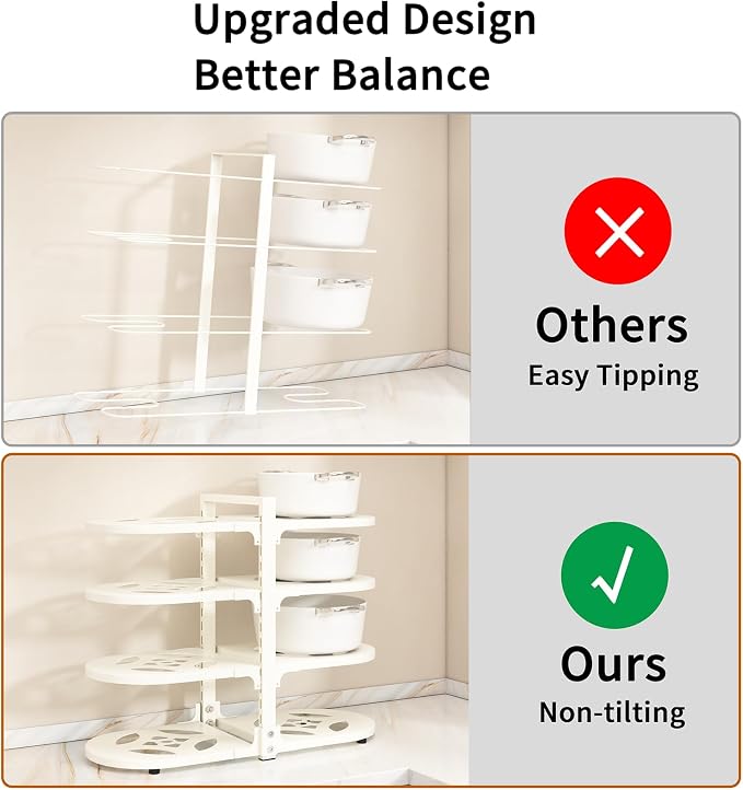 Adjustable Heavy Duty Pots and Pans Organizer Under Cabinet, 8-Tier Pot and Pan Organizers Inside Cabinet, Kitchen Cabinet Organizers and Storage, White - Image 4