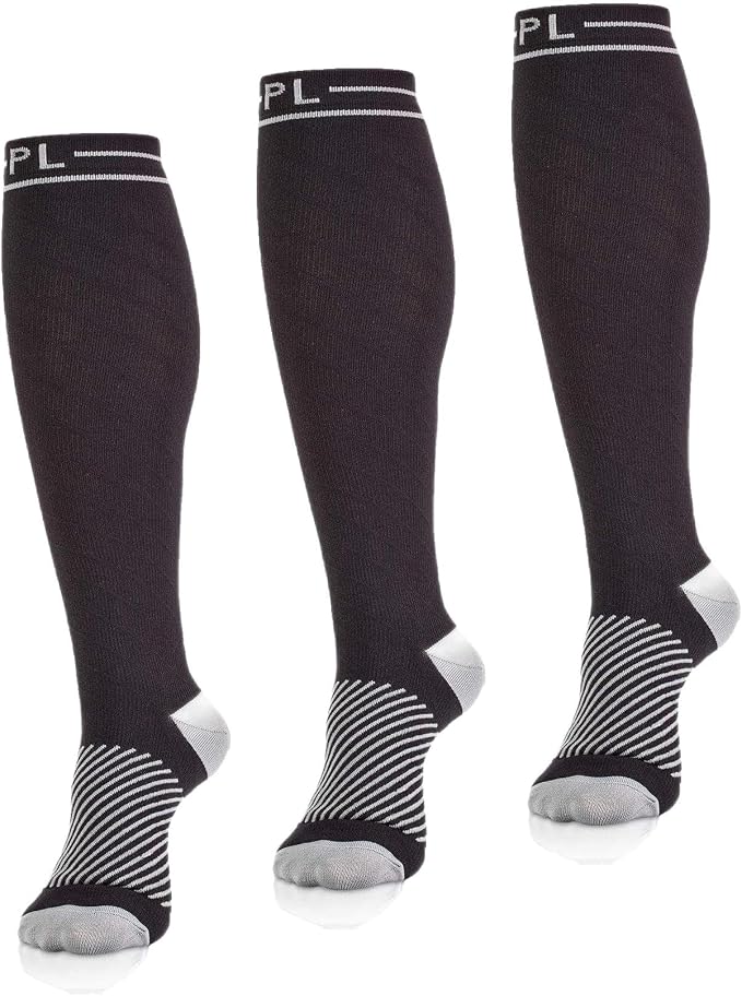 POWERLIX Compression Socks for Women & Men (Pair) for Neuropathy Swelling Pain Relief 20-30 mmHg Medical Knee-high Stockings by POWERLIX