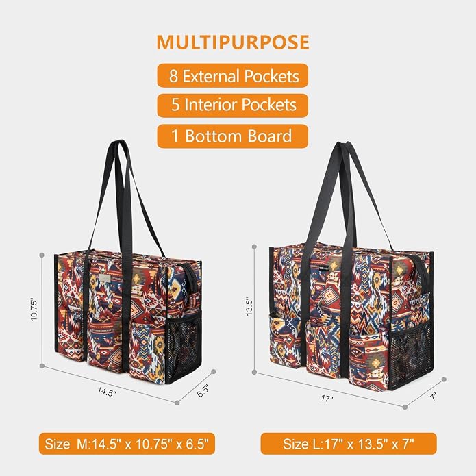 TOPDesign Utility Water Resistant Tote Bag with 13 Pockets, Top Zipper Closure & Thick Bottom Support, for Working Women - Image 2