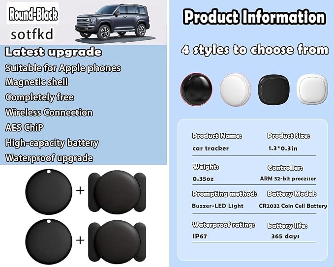 2 Pack GPS Tracker for Vehicles,Tracking Devices for Cars Hidden w/Magnetic | Tracker Device for Vehicles,Car GPS Tracker,Car Tracker (Only iOS) | No Monthly Fee | Waterproof | with Apple Find My - Image 6
