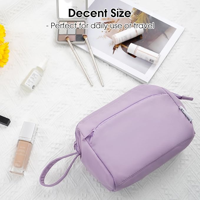 Narwey Makeup Bag Women Wide-open Make up Bag Travel Cosmetic Bag Organizer Toiletry Bag for Cosmetics Toiletries Accessories (Purple) - Image 7
