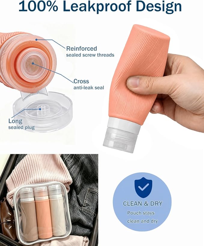 Redfly 13-Piece TSA-Approved Travel Size Bottles for Toiletries, Leak proof | Travel Size Containers, BPA-free silicone, clear toiletry bag, under 3.4oz, wide mouth,travel essentials for shampoo, lotion - Image 6