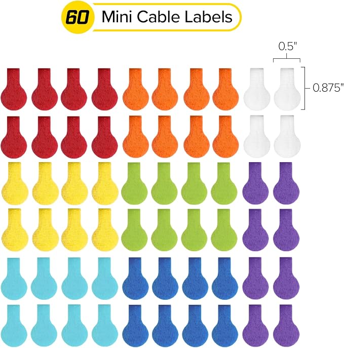 Cable Labels - Wrap-It Storage - Mini, Multi-Color (60 Pack) | Colorful Cable Label Tags, Charger Labels, Cable Labels Tags, and Wire Labeler Using Color Coded Labels - Image 3