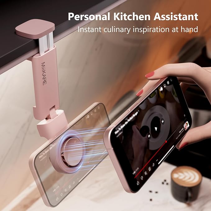 MiiKARE Magnetic Airplane Phone Holder Mount for Magsafe, Light Pink | Universal Hands-free Phone Holer with 360° Rotation for Flying, Accessory Travel Must Haves Phone Stand for Desk, Tray Table - Image 4