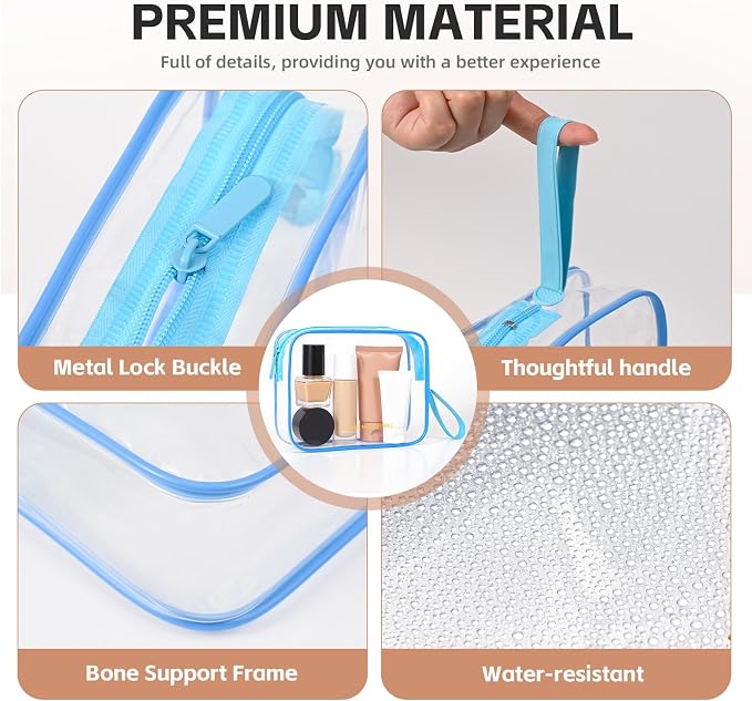 Icramsy Clear Makeup Bag,2 Pack TSA Approved Toiletry Bag for Women & Men | Portable Handheld Design, Waterproof, Airport Airline Compliant, Clear Toiletry Cosmetic Bag - Image 3