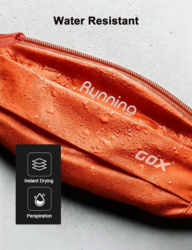 Gox Running Belt, Slim Waist Pack, Orange | Phone Holder, Waterproof Athletic Pouch, Men Women Running Gym Hiking, Small Cross Body Sling Bag, Reflective - Image 6
