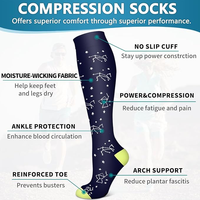 6 Pack Copper Compression Socks for Women and Men Circulation-Best Support for Medical,Running,Nursing,Athletic - Image 5