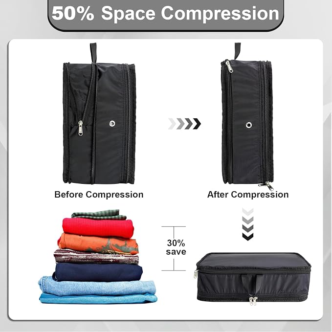 Packing Cubes for Travel Packing Organizers Compression Travel Cubes, Black | Compression Packing Cubes Luggage Suitcase Organizer Bags Compression Bags for Travel Accessories - Image 5