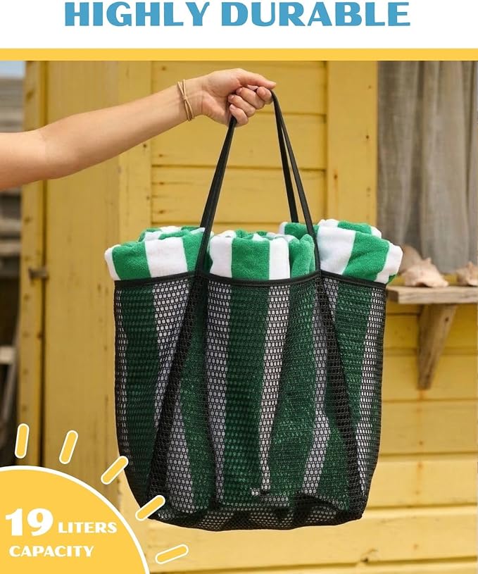 Rave Envy Large Mesh Beach Tote Bag - Waterproof Pool & Travel Beach Bag | Large Capacity | Sturdy Base | Lightweight Foldable Design | Quick-Drying Breathable Fabric | Spacious Multi-Pocket Storage - Image 5