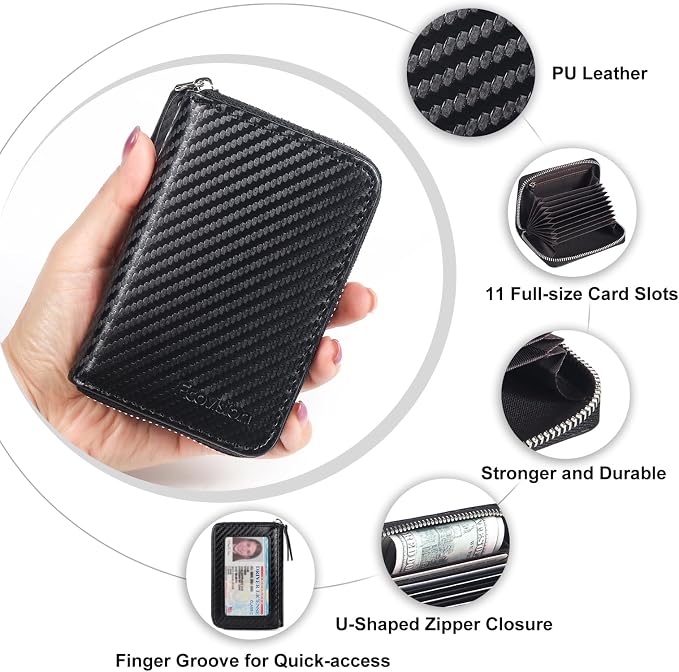 Credit Card Wallet, RFID Card Case Wallet, Zipper Card Cases Holder for Men Women, RFID Blocking, KeyChain Wallet, Compact Size Card Organizer Case for Women - Image 6