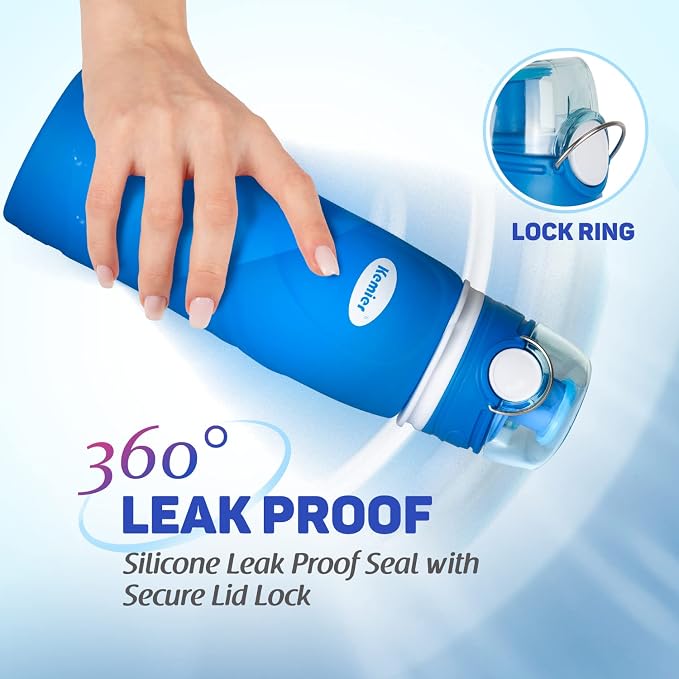 Collapsible Silicone Water Bottles-750ML,Medical Grade,BPA Free Travel Water Bottle Can Roll Up,26oz,Leak Proof Foldable Sports & Outdoor Water Bottles - Image 8