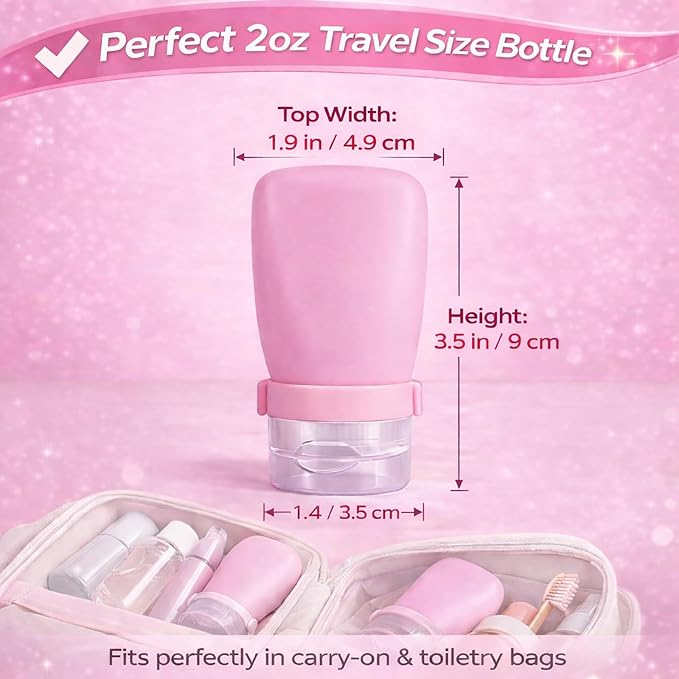 2 oz Travel Bottles, Leakproof Silicone Squeeze Bottle Mini Travel Size Container for Toiletries Lotion Shampoo and Conditioner Liquid Salad Dressing to go Condiment, TSA Approved, 4 Pack - Image 3
