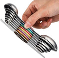 Magnetic Measuring Spoons Set Stainless Steel Dual Sided Measuring Spoons | Stackable Teaspoons Tablespoons for Measuring Dry and Liquid Ingredients by YellRin