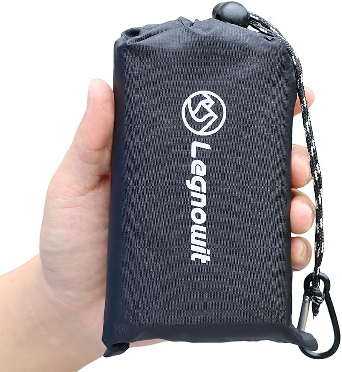 Pocket Blanket, Compact Blanket for Picnic, Beach, Festival | Sandproof, Waterproof, Stakes & Carabiner Included, Packable Lightweight Tarp for Camping, Hiking, Backpacking, Travel by Legowitoutdoor