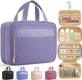 HOTOR Hanging Travel Toiletry Bag Women Men, Light Purple, Medium | Waterproof Makeup Bag Hanging Hook,Multiple Pockets,Travel Essentials,11.2 x 3.2 x 8.9inches by HOTOR