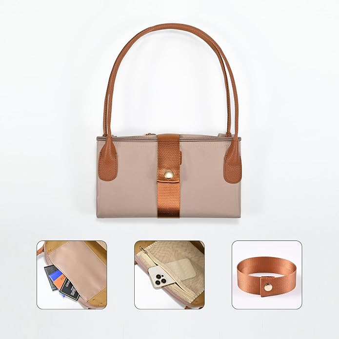 GAYI URBAN Nylon Tote Bag for Women, Large Foldable Weekend Hobo Purses for Women, Shoulder Tote Handbags with Zipper | Nylon - Image 6