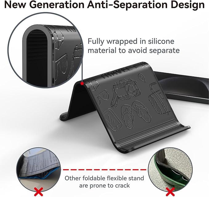 Airplane Phone Holder, Foldable Flexible Silicone Phone Stand | Tablet Mount for Flying, Home Office, Desk and Bedroom, Compatible with iPhone, Smartphones for Hands-Free Viewing, Black - Image 4