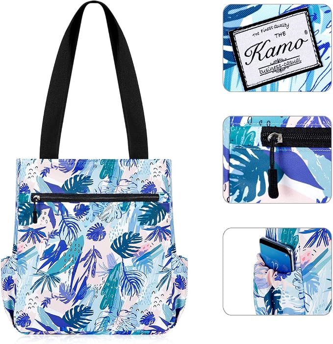 KAMO Floral Tote Bag - Waterproof Lightweight Handbags Travel Shoulder Bag for Hiking Yoga Gym Swimming Travel Beach - Image 4