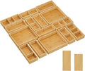 Lifewit Drawer Organizer 15 Pack(33 Grid) with 18 Inserts | Adjustable Bamboo Wooden Trays for Utensils, Silverware, Makeup, Kitchen, Bathroom, Office, Vanity Storage by Lifewit