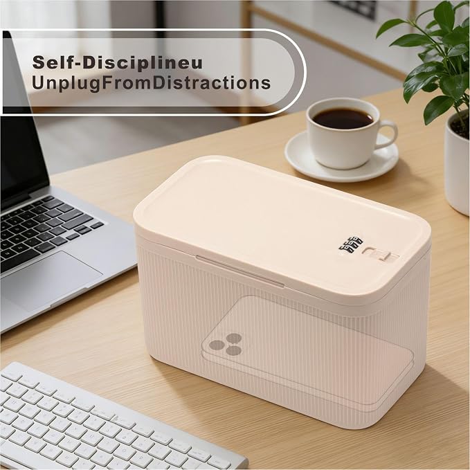 Lockable Storage Box,Medicine Lock Box Travel Case,Refrigerator Bin Container for Food,Medicines,Snacks,Locking Mobile Cell Phone Device Jail,Lockbox for Office,Home,School,Father Gift (Cream Plus) - Image 4