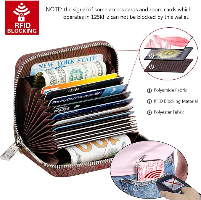 FurArt Zipper Wallet Women RFID Credit Card Holder keychain Wallet | ID Window RFID Blocking Compact Small business 15/16 slots - Image 5