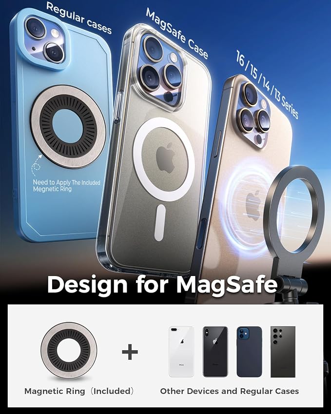 DIMONCOAT for Metal Magsafe Airplane Phone Holder, Travel Essentials Mount | [24*N55 Ultra Magnetic] 360° Adjustable Hands-Free Flying Phone Stand for Women Men, for iPhone 17 16 15 Pro Max - Image 7